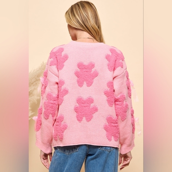 Pink Floral Valentine's Day Women's Sweater - Picture 9 of 10